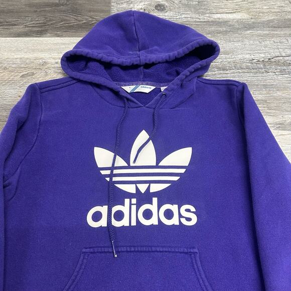 Y2k 2009 Adidas Purple Womens‎ M Chest Brand Spellout Athletic Hoodie - Picture 1 of 10